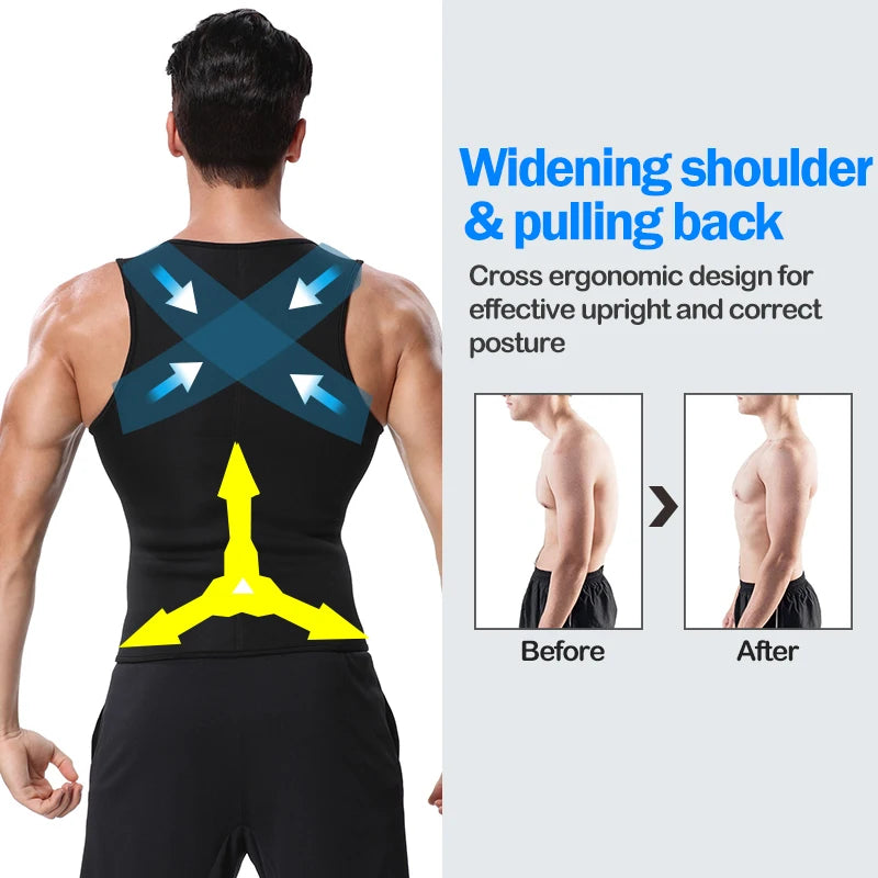 Men Body Shaper Waist Trainer Vest Slimming Shirt Sauna Sweat Vest Compression Undershirt Shapewear Fat Burner Workout Tank Tops