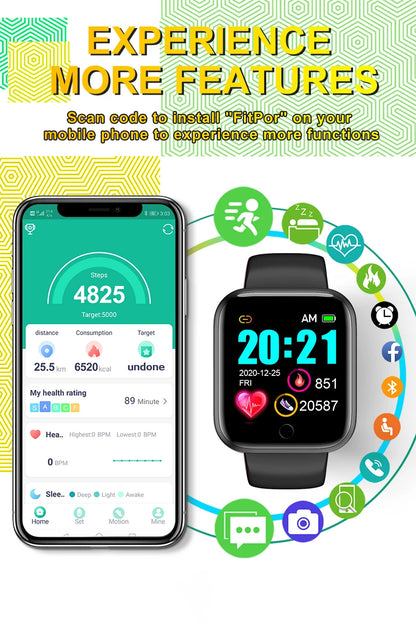 Y68 Smart Watch For Xiaomi iOS Android Men Women Heart Rate Monitor Sport Smartwatch Tracker D20 Pro Fitness Watches Bracelet