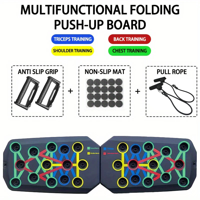 Portable Multifunctional Push-up Board Set With Handles Foldable Fitness Equipment For Chest Abdomen Arms And Back Training